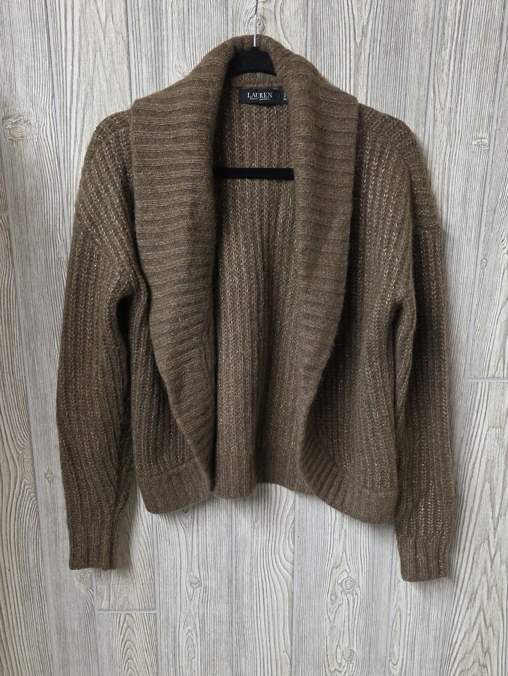 Lauren Ralph Lauren Rib Knit Shawl Collar Alpaca Blend Cardigan Sweater Womens S